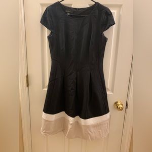 Black Dress w “Colorblock” Hem (Size 6)